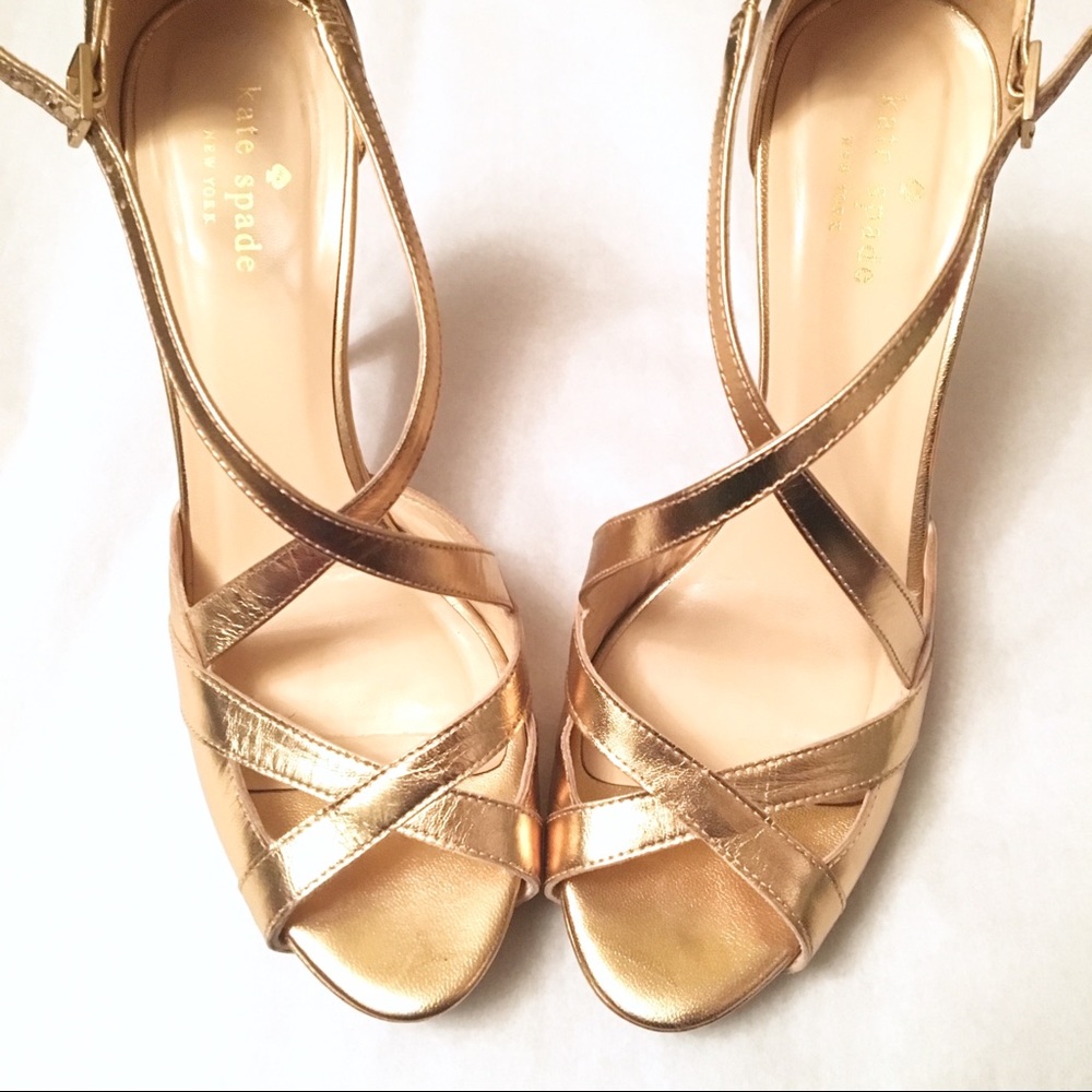 Kate Spade Metallic Gold Heel 8